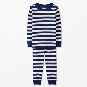 Hanna Andersson navy blue white stripe Pajama 2pc Set cotton toddler boy girl 2T